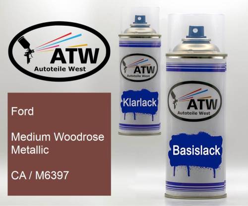 Ford, Medium Woodrose Metallic, CA / M6397: 400ml Sprühdose + 400ml Klarlack - Set, von ATW Autoteile West.